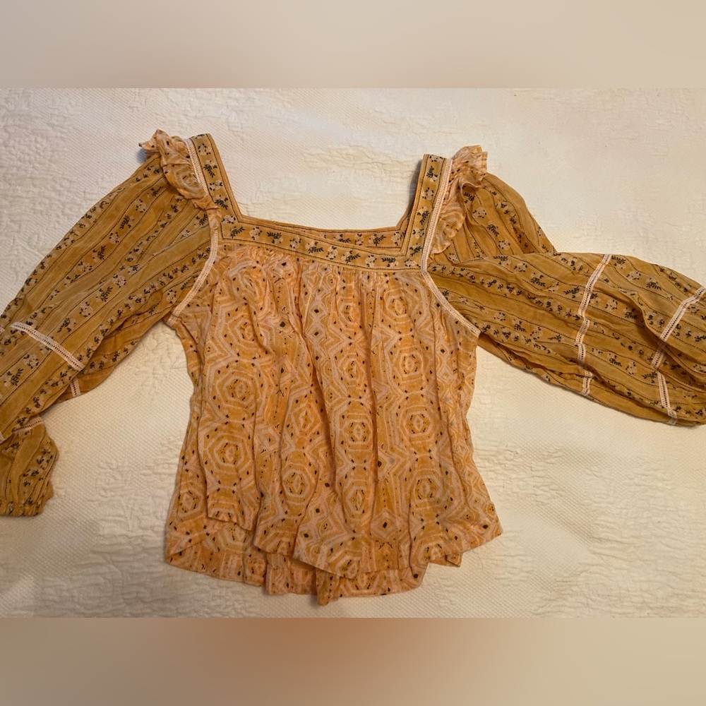 Free people yellow cropped blouse